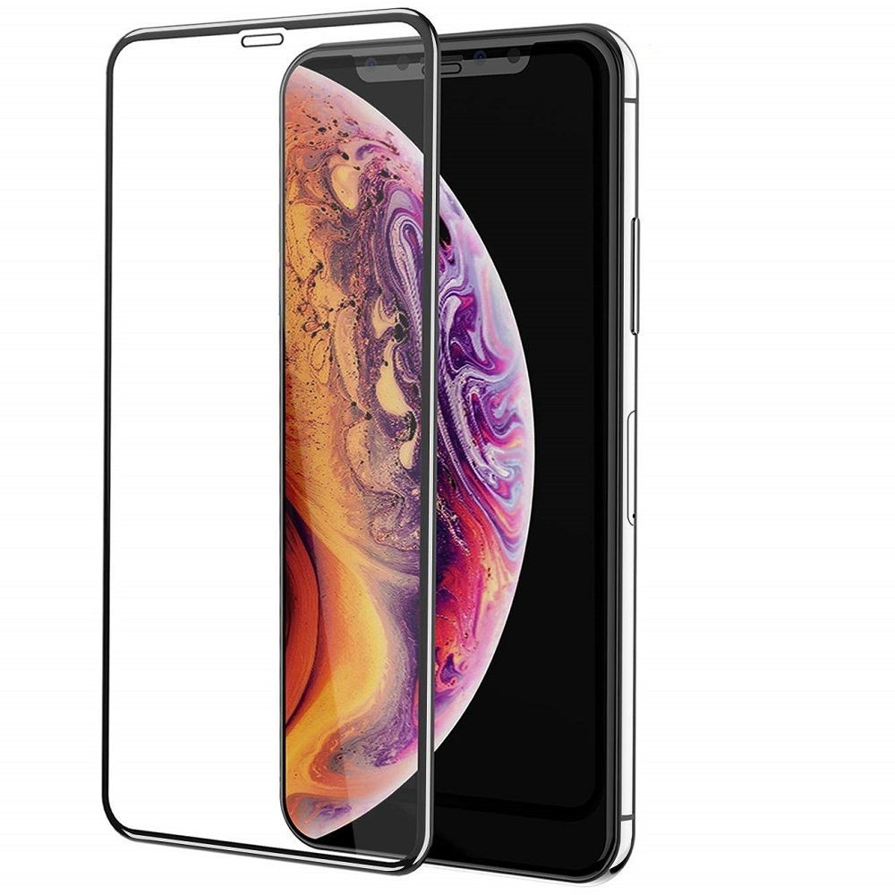 APPLE iPhone X / XS / 11 Pro - TEMPERED GLASS 9H Hardness 0,3mm 5D BLACK Full Glue